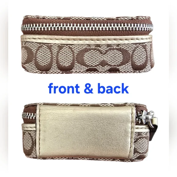Coach Signature Canvas Triple Pill Box Khaki signature canvas, gold trim VGUC - Picture 9 of 9